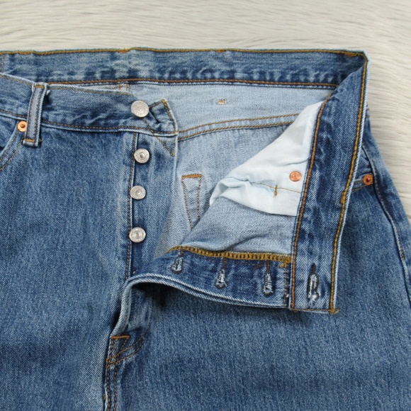 Mens Levi’s 501 Button Fly Size 38X34 Straight Leg Denim Jeans - Picture 6 of 13